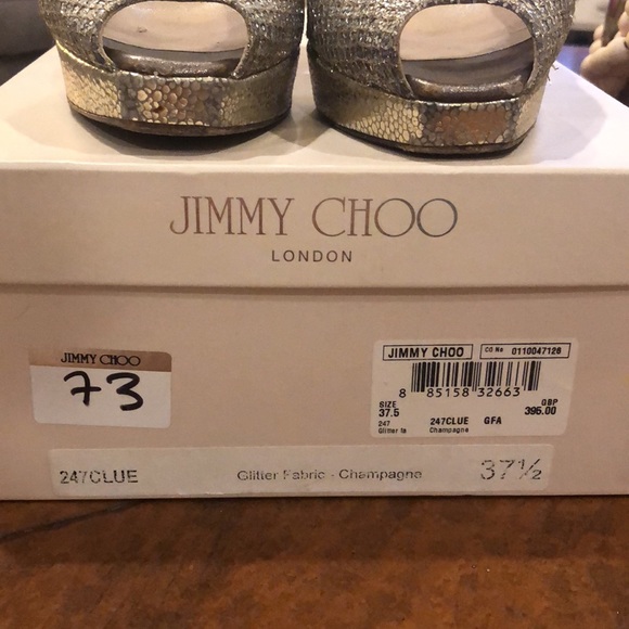 Jimmy Choo Glitter Champagne Clue Heels 7 - Picture 2 of 10